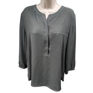 NYDJ Puff Sleeve Popover Blouse Sz L